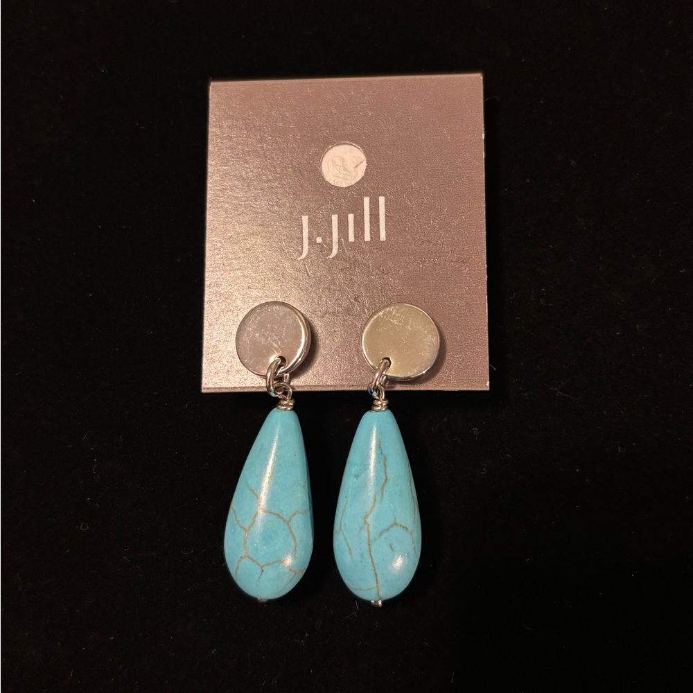J. Jill Turquoise and Silver Teardrop Earrings